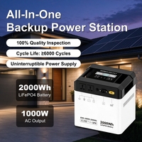 Système de stockage d'énergie solaire mobile 1000W 2000Wh avec batterie LiFePO4 et UPS pour la maison, le camping en plein air, les camping-cars et les situations d'urgence