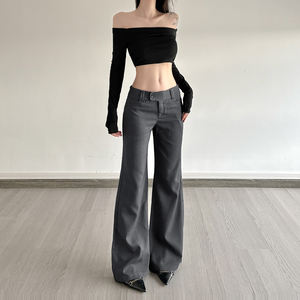 Women Button <b>Down</b> Straight Leg Trousers Loose Fit Woven <b>Pants</b> Y2K Style Ladies Casual Long <b>Pants</b> - Product Image 6