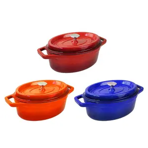 Manufacturer wholesale Enamel Cast Iron Oval Casserole Soup Pot Stewed Cooking Pot Kitchenware
