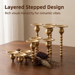 Modern Minimalist Metal <b>Candlestick</b> Gold Beads <b>Tall</b> Candle Holder Home Living Room Tabletop Decoration - Product Image 5