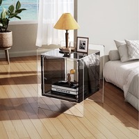 Nordischer Acryl-Nachttisch Braun Quadratischer Aufbewahrungsschrank Grauer Runder Beistelltisch für Wohnzimmer Schlafzimmer Balkon Möbel
