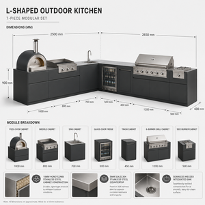 Cucina per barbecue e Grill all'aperto di lusso per ville Forno elettrico integrato su misura e griglia in acciaio inossidabile - Product Image 5