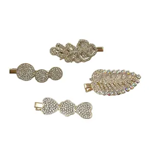 한국 모조 다이아몬드 머리핀 도매 하이 퀄리티 장식 금도금 빛나는 머리핀 간단한 금속 머리핀 소녀