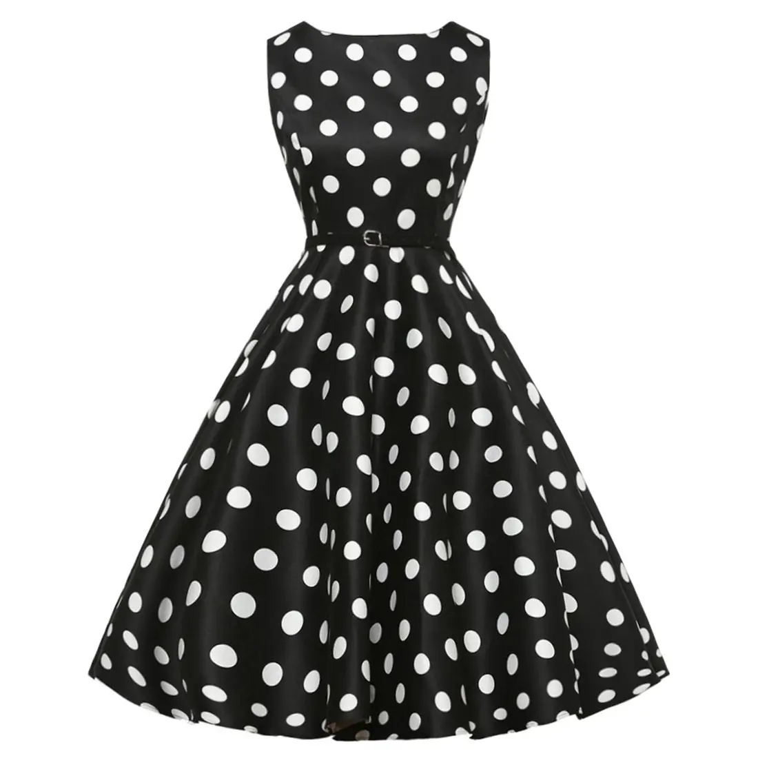 Retro de las mujeres Polka Dot Swing 1950s ama de casa Pinup Vintage Rockabilly vestido de fiesta