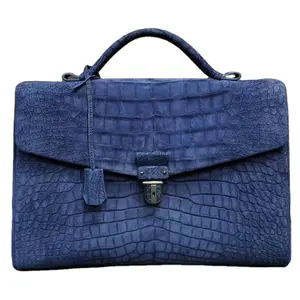 New design luxury genuine handmade nubuck crocodile leather skin men briefcase business bag