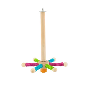 Parrot Rotating Wind Station Aerial Toy Tiger Skin Bearing Pole Durable <b>Bite</b>-resistant Bird Platform Medium Size Square Shape - Product Image 2