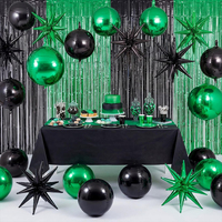Rideaux de fond en feuille d'aluminium à franges 4D de 22 pouces pour hommes, en vert et noir, pour décorations d'anniversaire, de bal de promo, d'anniversaire de mariage et de mariage