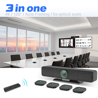 Système audio de conférence portable avec microphones sans fil, haut-parleurs de table et optimisation acoustique pour les petites/moyennes réunions