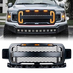 Gobison Accessoires de Pickup Raptor Bodykit Grille de pare-chocs avant avec lumière DRL pour <span class=keywords><strong>FORD</strong></span> F150 2018 2019 2020 Car Grille - Product Image 1