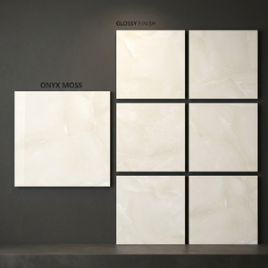 Onyx Moss Glossy Marble Look Porcelain Floor Tiles Luxury Stone Design 80x80cm Premium Finish - Product Image 1