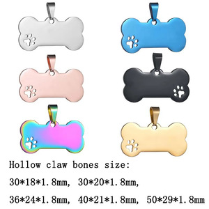 Pendentif porte-clés vierge pour animaux de compagnie, en acier inoxydable, motif uni, pour chien et chat, avec gravure de nom et logo, breloque d'identification pour chiens et chats - Product Image 3