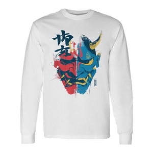 T-shirt japonais Yokai Oni à manches longues, design artistique, vêtements unisexes - Product Image 2