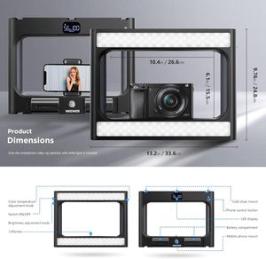 Support vidéo universel pour smartphone avec stabilisateur de téléphone portable, anneau lumineux pour selfie, lumière vidéo LED, étanche, en métal - Product Image 3