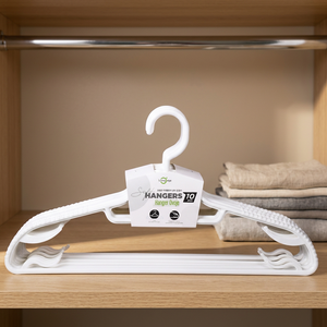 PP <b>Plastic</b> Injection-Molded Slim Single-Tier Heavy Duty White Garment Hanger for Wardrobe - Product Image 1