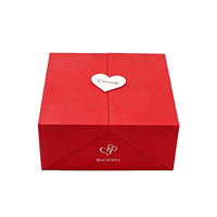 Caja Rígida Magnética de Doble Puerta Roja Personalizada de Lujo, Caja de Regalo Portátil Ecológica de Cartón de Alta Gama para Cosméticos