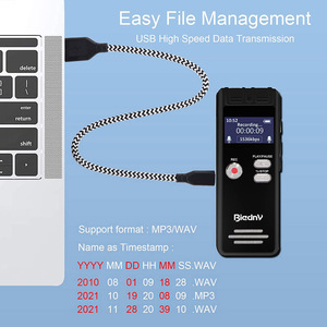 BIEDNY Premium Mini Dictaphone Enregistreur audio à commande vocale avec extension de carte TF pour conférences-Lecture WAV & MP3 - Product Image 4