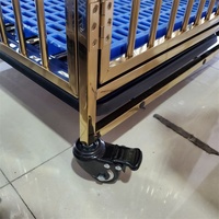 Cage double en métal pliable avec roues, cage métallique dorée, personnalisée