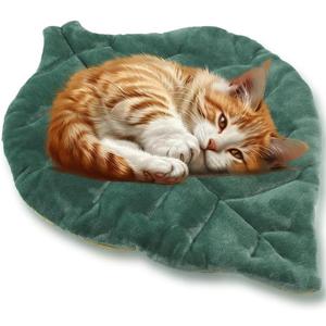 Leaf Shaped <b>Cat</b> <b>Mat</b> Oval Polyester Fiber Fill Hand Wash Pet Seat Cushion For <b>Cat</b> Custom Colors CWD004 - Product Image 1