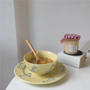 ชุดจานเซรามิคลายการ์ตูนห่านสไตล์<span class=keywords><strong>เกาหลี</strong></span> ขนาด 8 นิ้ว สำหรับใส่สลัด ของหวาน ผลไม้ ขนม จานรองเค้ก ลดราคา - Product Image 5