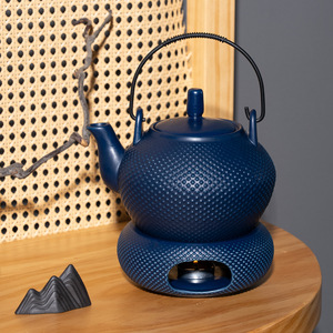 Traditional Chinese Ceramic <b>Tea</b> <b>Set</b> with Infuser 900ml Teapot and Lid Blue Design - Product Image 1