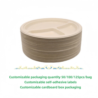 Vente en gros de compartiments biodégradables sans PFAS 6 pouces 7 pouces 9 pouces 10 pouces Assiettes alimentaires jetables en bagasse canne à sucre
