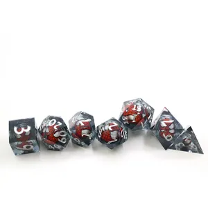 Jeu de dés de jeu de rôle Yushun 7 pièces en résine rouge avec des chiffres blancs, jeu de dés de plateau sur le thème de <span class=keywords><strong>Spiderman</strong></span> - Product Image 5