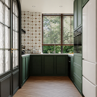 Cuisine Modulaire Moderne Écologique Personnalisable avec Éclairage LED, Vitrine en Verre, Appareils Intégrés, Taille et Couleur Personnalisables MAJHG