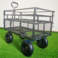 Chariot de jardin extérieur en acier robuste d'une capacité de 900 lb Chariot de jardin à benne basculante Chariot de jardin à mailles pour pelouse et cour