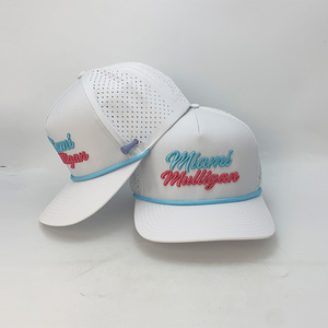 <b>Waterproof</b> Surf Gorras Custom 3D Embroidered Logo Laser Cut Hole Perforated 5 Panel Sport Baseball Caps Golf <b>Hats</b> - Product Image 1