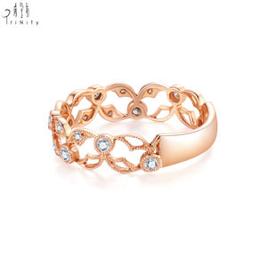 อินเทรนด์เครื่องประดับโบราณ Millegraining หัตถกรรม 18K Rose Gold เพชรธรรมชาติ Vintage ครึ่งแหวนนิรันดร์สําหรับผู้หญิง - Product Image 2