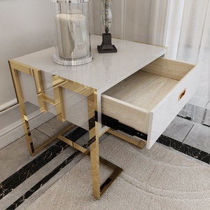 Modern Luxury Metal Night Stand <strong>Side</strong> <strong>Table</strong> MDF Cupboard <strong>Drawer</strong> with Sofa Application for Bedroom Dining Hospital Home Furniture - Product Image 2