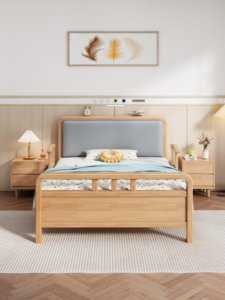 High Quality Solid Wood Nursing <b>Bed</b>, Safety Guardrail Upholstered <b>Bed</b> for Elderly Home Care Bedroom Furniture - Product Image 2