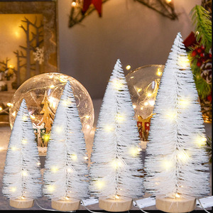 Standing Plastic Mini <b>Christmas</b> <b>Tree</b> with Rose-Red White Edged LED Lights and Pine Needle Powder Sprinkling <b>Table</b> Decorations - Product Image 4