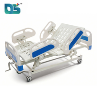 Lit médical manuel réglable à 3 fonctions et 3 manivelle, avec trou pour pot, matelas, roulettes et table à manger
