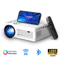 Projecteur de cinéma maison portable 1080P, 200 lumens ANSI, LED Android, contraste 5000:1 pour intérieur et extérieur