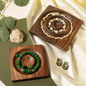 Beechwood Jewelry Tray Black Walnut Solid Wood Display Storage Photo Props For Bracelets <b>Necklaces</b> One Piece Irregular Shape - Product Image 2
