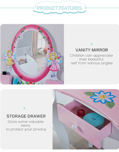 Muebles de Dormitorio Modernos, Tocador Infantil con Espejo y Taburete, Mesa de <span class=keywords><strong>Maquillaje</strong></span> de Madera MDF <span class=keywords><strong>para</strong></span> <span class=keywords><strong>Niñas</strong></span> - Product Image 4