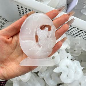 Haute qualité blanc sélénite cristal pierre sélénite Dragon tête tour Point <span class=keywords><strong>baguette</strong></span> renard <span class=keywords><strong>Angle</strong></span> bouddha ornements pour la méditation - Product Image 5