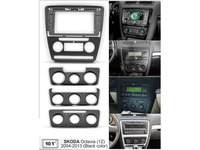 Radio con Navegación GPS Android de 10.1 Pulgadas, Marco para Consola de Tablero, Placas de Fascia Compatibles con Skoda Octavia 1Z, Negro