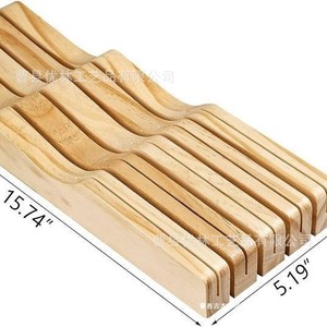 Porte-couteaux en bois 9 pièces, support de rangement pour tiroir de cuisine, organisateur de couteaux en bois massif, couleur naturelle - Product Image 4