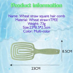 <span class=keywords><strong>Brosse</strong></span> à cheveux démêlante en paille <span class=keywords><strong>de</strong></span> blé biologique avec logo personnalisé, <span class=keywords><strong>brosse</strong></span> en nylon ventilée incurvée écologique pour cheveux bouclés lisses - Product Image 4