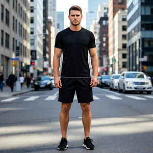 Camiseta de Hombre de 120 g/m², Mezcla de Algodón y Spandex, Transpirable, de Secado Rápido, Antiarrugas, Suave al Tacto, con Parche de Cuero y Ribete en Contraste - Product Image 2