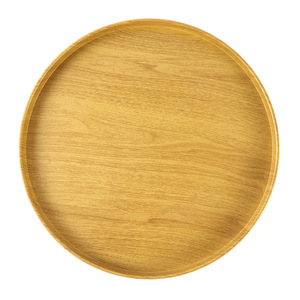 Round Wooden <b>Tray</b> Set 4Pcs Solid Color Yellow Wood Grain Serving <b>Tray</b> For <b>Tea</b> Coffee Dessert Sushi Japanese Korean Cuisine - Product Image 3