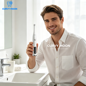 CURVY MOON Polisseur dentaire, éliminateur de plaque, outils de nettoyage et de polissage dentaire, blanchiment des dents avec 6 têtes de brosse - Product Image 1