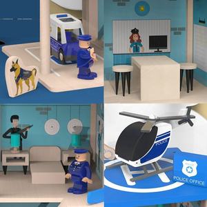 Juguete Educativo de <span class=keywords><strong>Madera</strong></span> para Niños, Estación de Policía, Estación de Bomberos y Estacionamiento, Venta al Por Mayor - Product Image 4