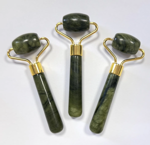mini size natural dark green xiuyan <b>Jade</b> <b>roller</b> massager for eyes and face - Product Image 2