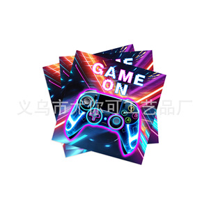 Purple Colorful Game Theme Birthday Party Banner Decoration Set <b>Rectangle</b> Digital Printing 40-60 Pcs Environment Friendly Paper - Product Image 4