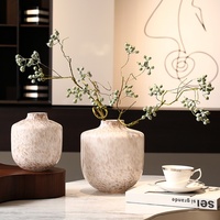 Vase décoratif hydroponique simple et frais, rose clair moucheté, petit, soufflé et poli, accessoire de décoration créative pour la maison