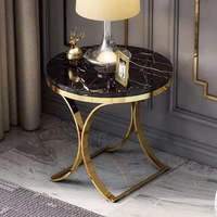 Table basse en métal de style nordique de luxe avec plateau en pierre et en marbre pour le mobilier de salon