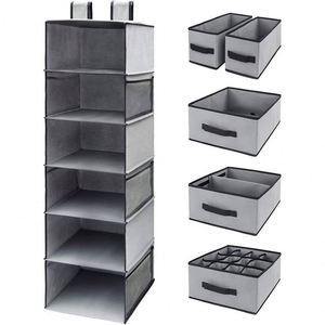 Gray Non-Woven Fabric Wardrobe Drawer Hanging Bag Wardrobe Hanging Bag Underwear Storage <b>Box</b> - Product Image 2